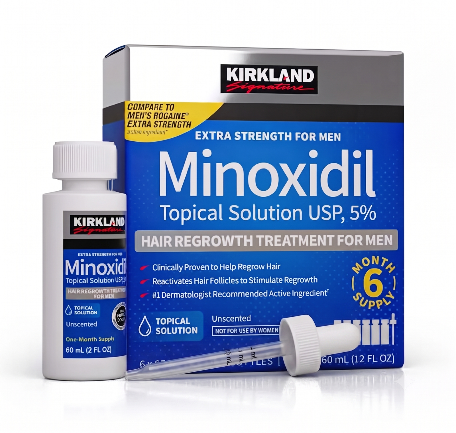 kirkland minoxidil liquid minoxdirect מינוקסידיל נוזל 5% לגבר – 6 בקבוקים | Minoxidil Liquid Kirkland – תמונה 1